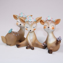 Christmas Deer Figurines 3 Pack Cake Topper Woodland Animal Doe Fawn Dec... - £13.90 GBP