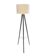 Mid Century Modern Tripod Floor Lamp Black Brass 61" Tall w Shade MCM image 5