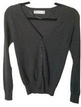 Womens Zara Knit Button Up Sweater Cardigan Gray Size Small - £11.87 GBP