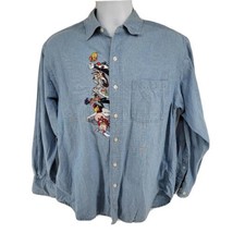 Vintage 90s Warner Bros Looney Tunes Long Sleeve Denim Shirt Size S  - £23.67 GBP