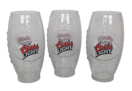 Lot Of 3 Coors Light Logo Football Shaped Textured Beer Glasses 22 oz - $29.85