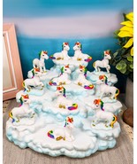 Magical Sky Clouds Terrace Castle Display And 12 Unicorn Miniatures Figu... - $82.30 CAD