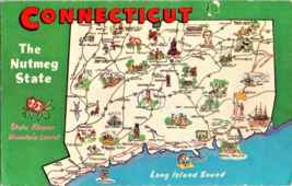 Postcard Connecticut Map Facts Data about the State Reverse Writing 5.5 x 3.5&quot; - £4.01 GBP