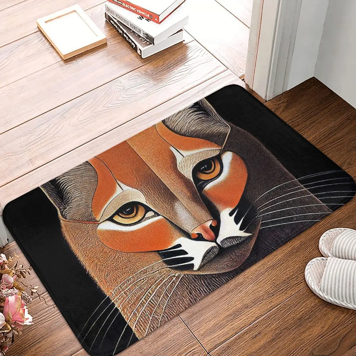 Big Floppa Cat Non-Slip Carpet Caracal Portrait Doormat Bedroom Bathroom Mat Wel - $15.99