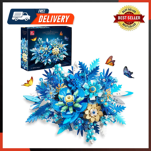 Blue Flowers Building Sets For Adult, Centerpieces(917PCS), Botanical Co... - $45.62