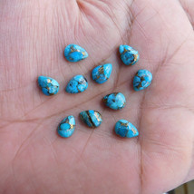 GTL certificate 6x9 mm pear blue copper turquoise cabochon gemstone lot 30 pc... - £17.36 GBP