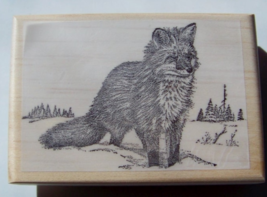 Snow Fox New mounted rubber stamp - $8.75