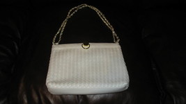 White Kim Rogers Bag Handbag Purse with Gold Trimmings Chain Strap Small  - £21.50 GBP