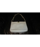 White Kim Rogers Bag Handbag Purse with Gold Trimmings Chain Strap Small  - £21.10 GBP