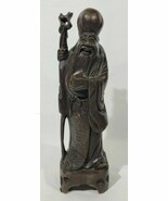 12&quot; Antique Chinese Carved Wood Shou Hsing God of Longevity Sculpture St... - $5,368.96 MXN