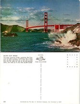 California San Francisco Golden Gate Bridge Water Crashing Rocks VTG Postcard - £7.44 GBP