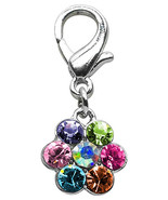 Lobster Claw Flower Charm Multi Color Rhinestones Dog Collar Bling Dogs ... - £10.11 GBP