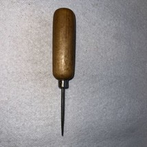 Vintage Ice Pick /Scratch Awl /Punch Hole Tool  6 1/2&quot; Wood Handle - £7.40 GBP
