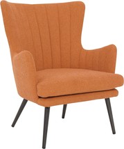 OSP Home Furnishings Jenson Mid-Century Modern Accent Arm Chair, Orange Fabric - £228.24 GBP