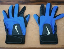 NIKE Blue Nylon Black Calf Leather Batting Gloves M-L Mens - £31.86 GBP