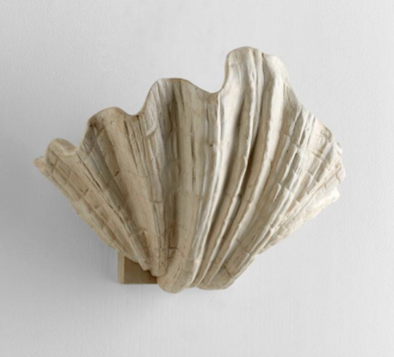 Scallop Shell Wall Sconce Light Fixture Beach Coastal Transitional Whimsical - £130.08 GBP