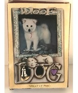 New Metal Photo Woof Dog Frame New In Box 6 x 5&quot; for 3 x 3&quot; Photo - $13.25