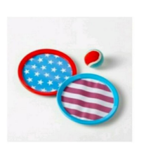 NEW Easy Catch Ball backyard game w/ 2 discs &amp; 1 ball, stars &amp; stripes d... - $5.95