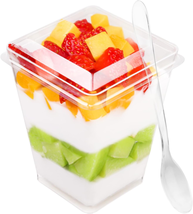 50 Pack 5 Oz Plastic Dessert Cups with Lids and Spoons, Yogurt Parfait Cups with - £14.92 GBP