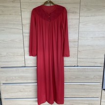 VTG 70&#39;s 80’s Lingerie Nightgown RED Nylon Satin Lace LONG Negligee (w35) - £26.57 GBP