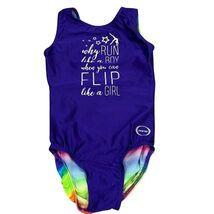 Ozone AS Rainbow Gymnastics Leotard &quot;Why Run Like A Boy When You Can Fli... - $38.40