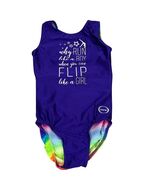 Ozone AS Rainbow Gymnastics Leotard &quot;Why Run Like A Boy When You Can Fli... - $38.40