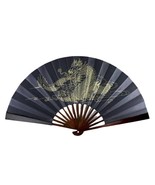 DRAGON FAN 13&quot; Large Black and Gold Folding Hand or Wall Fan Asian Feng ... - $11.95