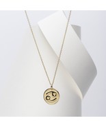14k Solid Gold Necklace-Cancer Zodiac Sign-Zodiac Pendant-Engravable Nec... - $5,532.13 MXN+
