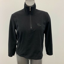 Roots Fleece Pullover Women&#39;s Large Black Long Sleeve Mock 1/4 Zip Up - $7.92