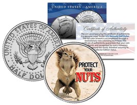 Squirrel Poker Coin Guard Card Cover Protect Nuts Colorized Jfk Half Dollar Coin - £6.88 GBP
