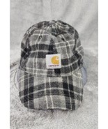 Carhartt Cap Gray Black Flannel Wool Blend Logo Adjustable Work Wear Wor... - £23.35 GBP