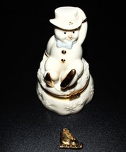 Lenox Skating Adventure Snowman Figural Treasure Box with Gold Skate Charm - $18.00