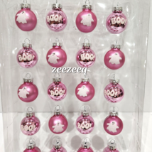 Halloween MINI Ghost BOO Pink Glass Ornaments 1&quot; Set of 20 - £19.55 GBP