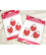 beige fabric GIFT BAGS with RED HEART on one side 4 x 6 in.(C) - £2.35 GBP