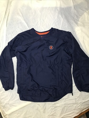 Vintage Nike University of Illinois Pull Over Jacket XL Navy Blue 100% P... - $26.00