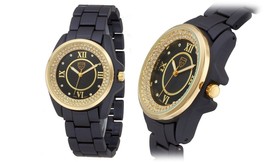 NEW Picard &amp; Cie 9362 Women Eleanor Collection Classy Black/Gold Swarovski Watch - £15.78 GBP