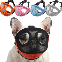Short Snout Pet Dog Muzzles Adjustable Breathable Mesh French Bulldog Pug Mouth  - £28.45 GBP+