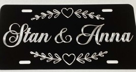 Personalized Names Heart Diamond Etched Metal Wedding Gift License Plate Car Tag - £17.36 GBP