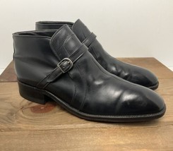 Vintage Sears Leather Ankle Boots Easy Flex Black Buckle Strap Men’s 11D... - $88.11