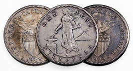 1909-S Philippines Peso Silver Coin Lot of 3, KM# 172 - $88.11