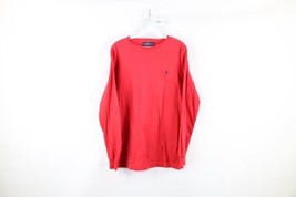Vintage 90s Ralph Lauren Mens Size Medium Faded Long Sleeve T-Shirt Red Cotton - £27.55 GBP