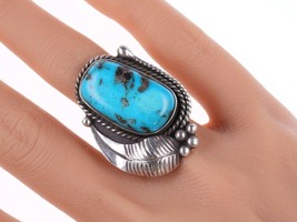 sz6.25 Vintage Navajo sterling and turquoise ring - £101.49 GBP
