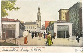 Park Street Entrance to Subway, Boston, Massachusetts, vintage postcard - $11.99