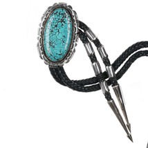 Huge NS Native American sterling Skyhorse turquoise bolo tie - £544.89 GBP