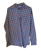 CINCH Shirt Large Blue Maroon Plaid Western Long Sleeve Button Down Cowboy - $19.95