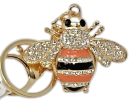 Bling Crystal Bumble Bee Honeybee Keychain Bag Pendant Purse Wallet Charm Orange image 4