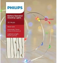 Phillips 30 ct Battery powered Multicolored Dew Drop Christmas Lights - £4.79 GBP