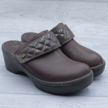 CROCS Womens sz w8 Cobbler Quilt Strap Brown Platform Clog Mule Slide Wedge - £23.28 GBP