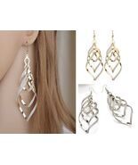 1 PAIR SPRING CLIPON/PIERCED SILVER/GOLD LOOP TWIST DROP EARRINGS - $9.74 CAD