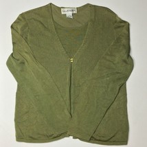 Norton McNaughton Women&#39;s Sweater Green Size S Long Sleeves Button V-Neck - £27.45 GBP